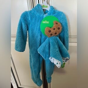 Sesame Street Fuzzy Hooded Sleeper with Cookie Monster blanket